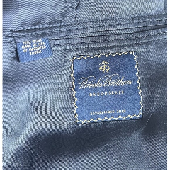 Brooks Brothers Brooksease Suit Set 44R 36x28 Navy Pinstripe Wool Heritage Vtg - Picture 6 of 16